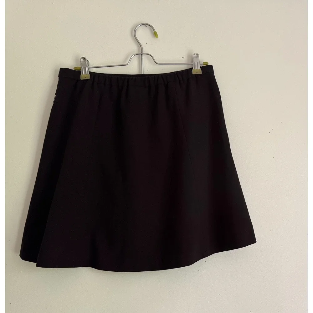 Mossimo Black A-Line Mini Skirt Women Medium Y2K Workwear Pleated Hip Detail